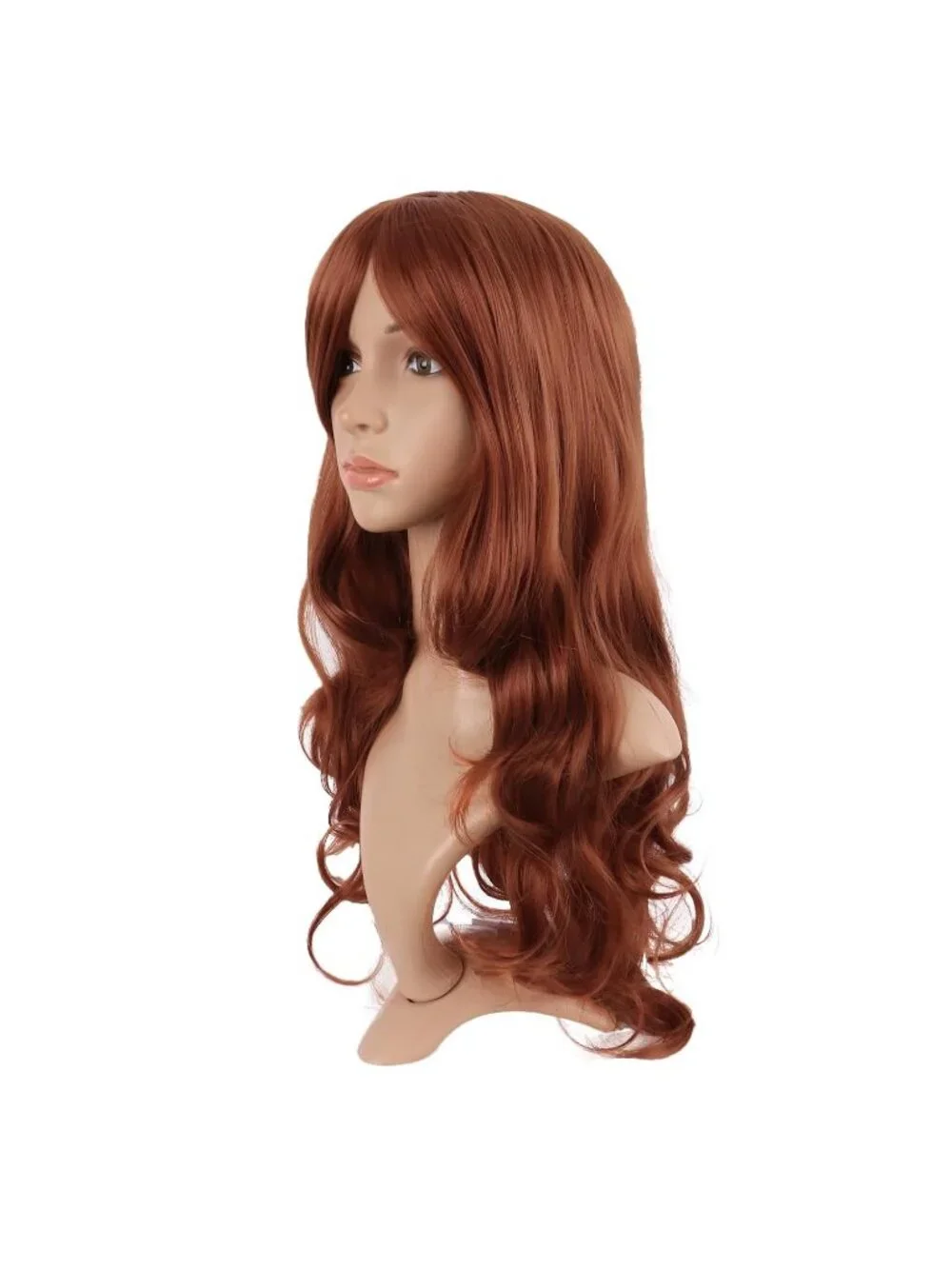 Women's Ginger Orange 24 Inch Synthetic Modern Long Wavy Side Bangs Wigs